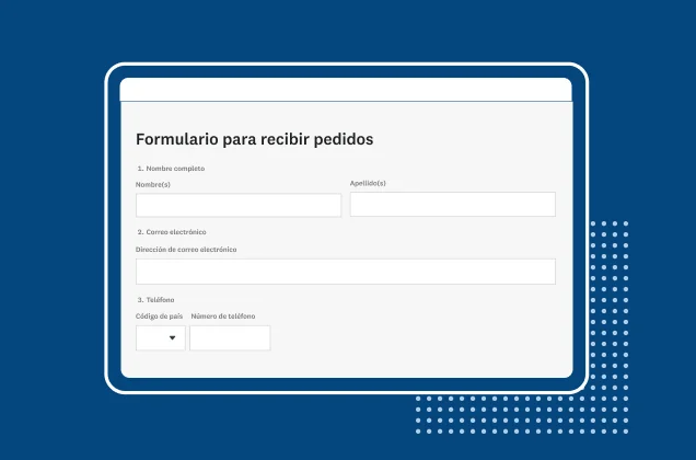 Captura de pantalla de la plantilla de SurveyMonkey del formulario para recibir pedidos