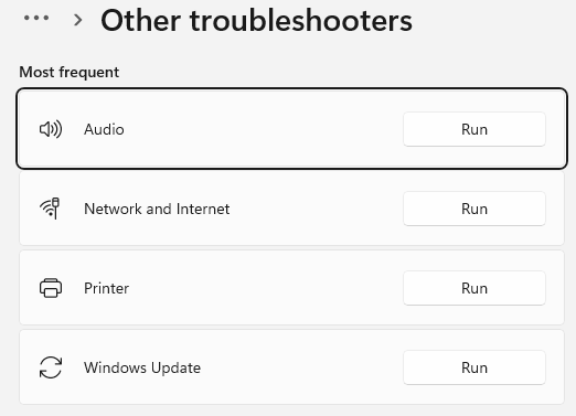 other troubleshooters screen in windows settings includes windows update troubleshooter