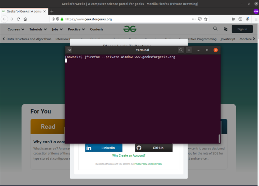 Opening Private Window