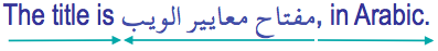 Arabic words in an English sentence: The title is مفتاح معايير الويب, in Arabic.